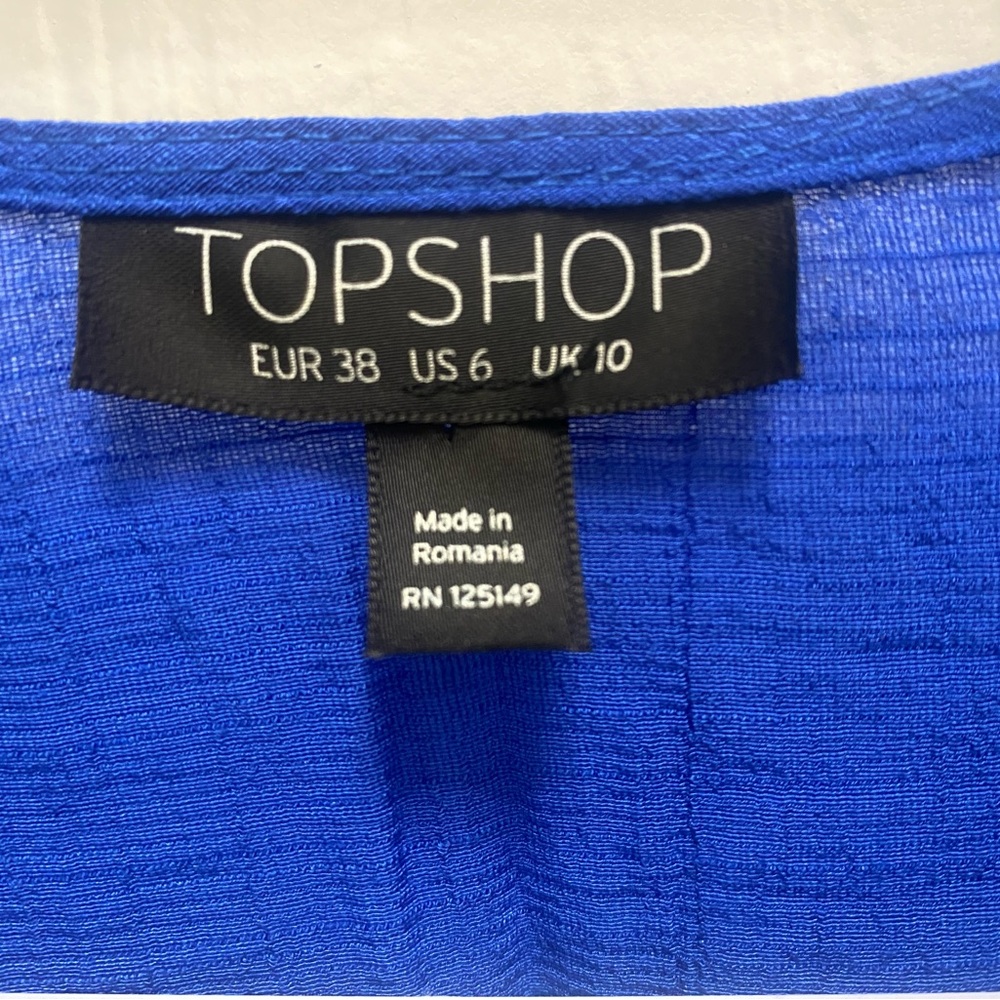 SOLD! Topshop Royal Blue V-Neck Wrap Tie Riffle Mini Dress 6 - Picture 13 of 13